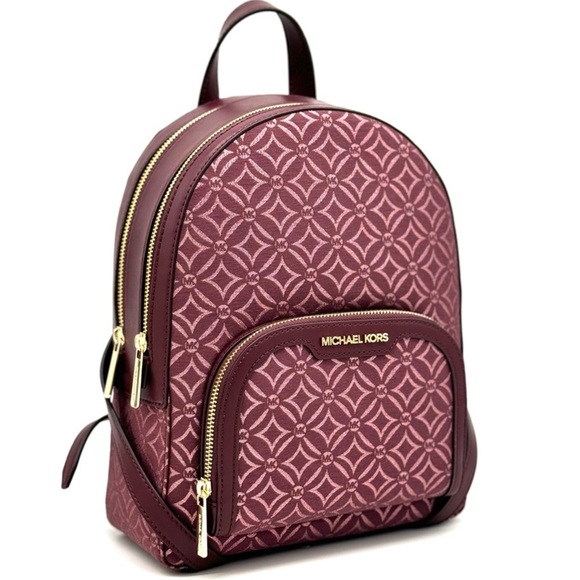 Michael Kors Jaycee Medium Zip Pocket Backpack Ox Blood Multi - Picture 3 of 12